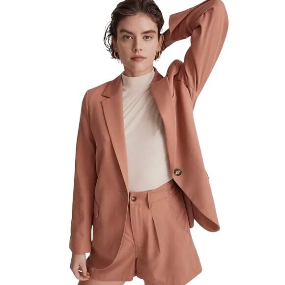 Madewell $178 The Larsen Blazer in Drapeweave Dried Rose Size XS - Picture 1 of 8